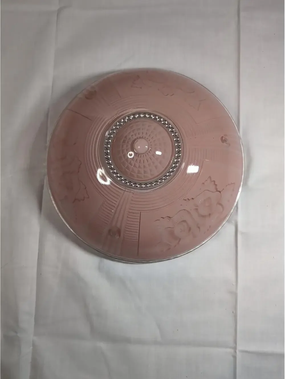 Vintage Pink Glass Art Deco Ceiling Fixture Light Lamp Shade 3 Hole (A32)
